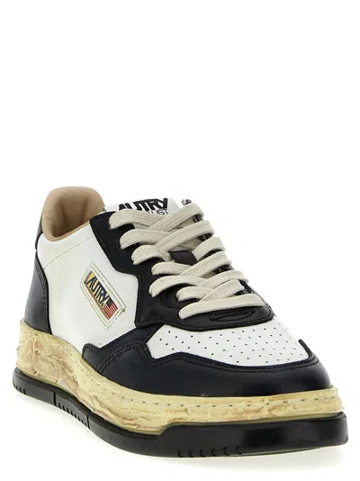 Autry Medalist Low Vintage X Mihara Yasuhiro White And Black Sneakers With Handcrafted Sole In Leather Man In Multi