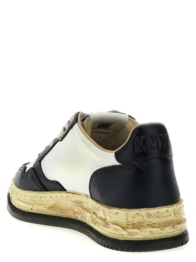 Autry Medalist Low Vintage X Mihara Yasuhiro White And Black Sneakers With Handcrafted Sole In Leather Man In Multi
