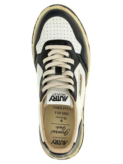 Autry Medalist Low Vintage X Mihara Yasuhiro White And Black Sneakers With Handcrafted Sole In Leather Man In Multi