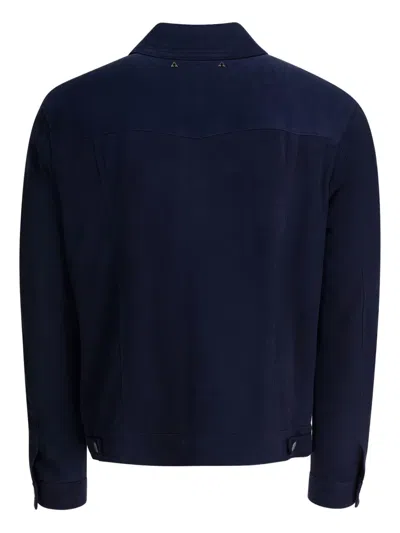 Altum Suede Buttoned Overshirt In Blue