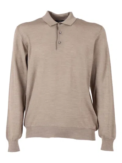 Fedeli Long-sleeve Polo Shirt In Neutral