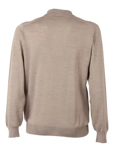 Fedeli Long-sleeve Polo Shirt In Neutral