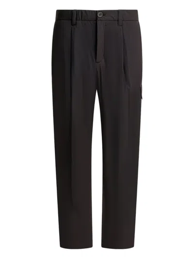 Herno Utility Trousers With Elastic Waistband And Pockets In Black