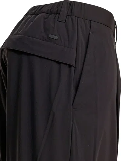 Herno Utility Trousers With Elastic Waistband And Pockets In Black