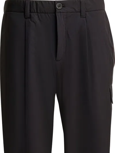 Herno Utility Trousers With Elastic Waistband And Pockets In Black