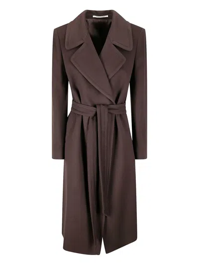 Tagliatore Tailored Virgin Wool And Cashmere Long Coat In Brown