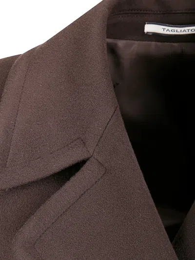 Tagliatore Tailored Virgin Wool And Cashmere Long Coat In Brown