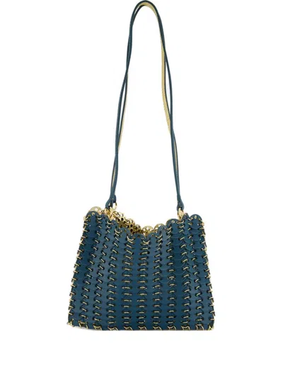 Rabanne Teal 1969 Reversible Leather Shoulder Bag In Green