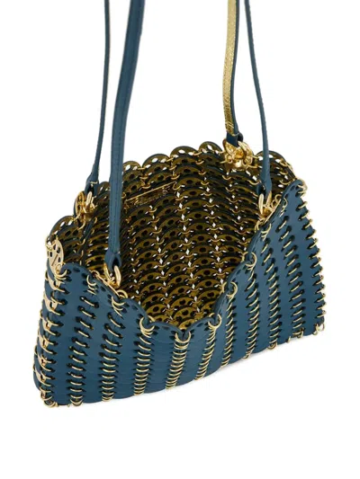 Rabanne Teal 1969 Reversible Leather Shoulder Bag In Green