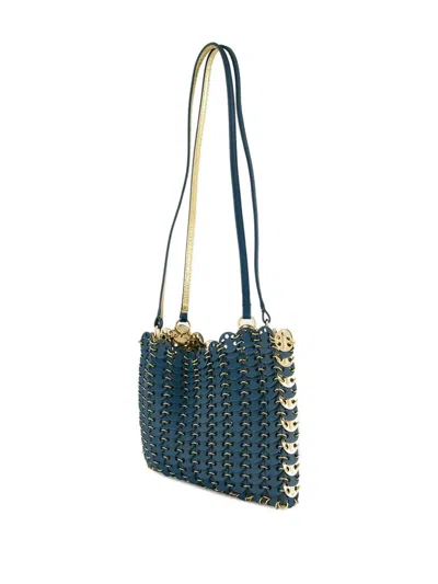 Rabanne Teal 1969 Reversible Leather Shoulder Bag In Green