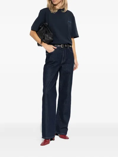 Rotate Birger Christensen Embroidered T-shirt In Blue
