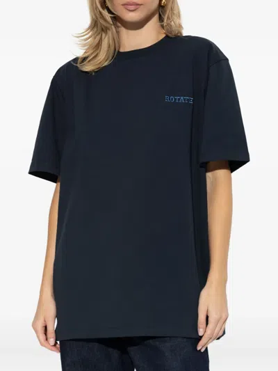 Rotate Birger Christensen Embroidered T-shirt In Blue