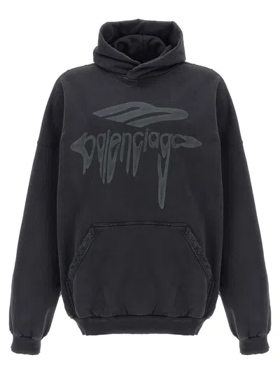 Balenciaga '3b Liquefied' Hoodie In Black