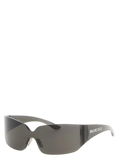 Balenciaga Wraparound Square Frame Sunglasses In Gray