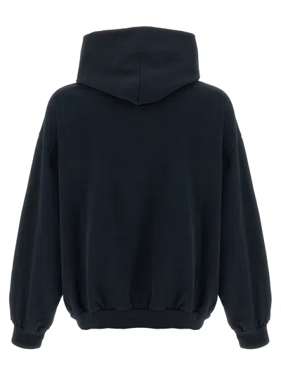 Balenciaga Black Hoodie With Fixed Hood And Logo Lettering On The Front In Cotton Man In Blue
