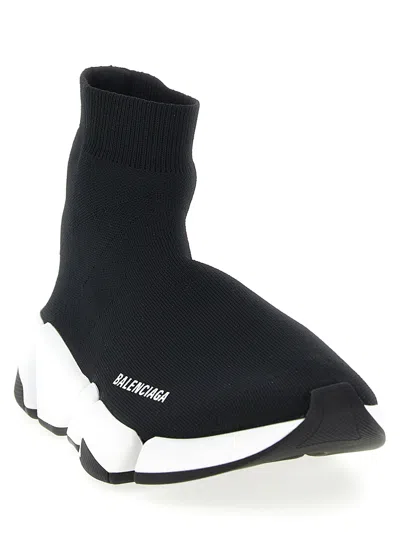 Balenciaga Black Stretch Fabric Speed 2.0 Sneakers In Black