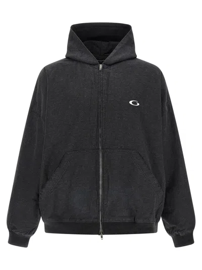 Balenciaga Men Grey Sweatshirt With Fixed Hood And Logo Detail On The Front In Cotton Man In Gray