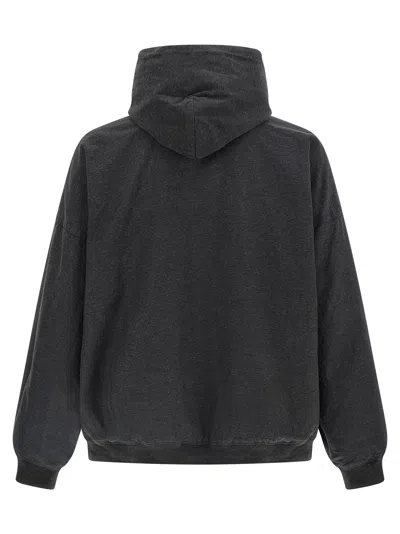 Balenciaga Men Grey Sweatshirt With Fixed Hood And Logo Detail On The Front In Cotton Man In Gray