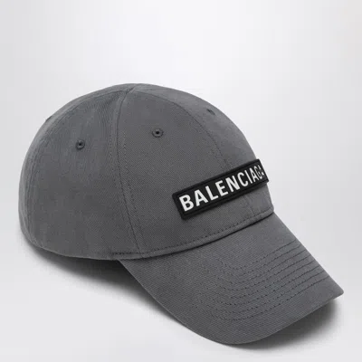 Balenciaga Grey Cotton Patch Baseball Cap Men In Gray