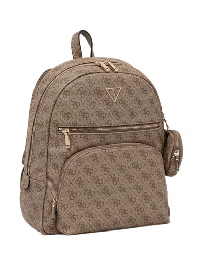 Guess Usa Logo-pattern Backpack In Brown