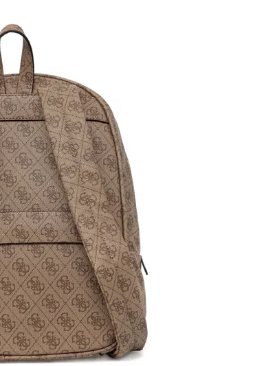 Guess Usa Logo-pattern Backpack In Brown