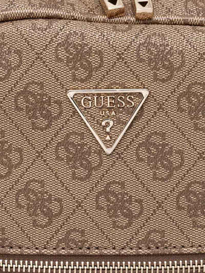Guess Usa Logo-pattern Backpack In Brown