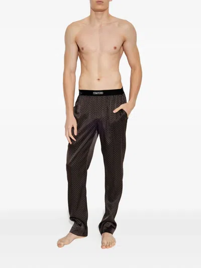 Tom Ford Polka-dot Pattern Pyjama Pants In Brown
