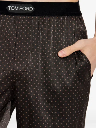 Tom Ford Polka-dot Pattern Pyjama Pants In Brown