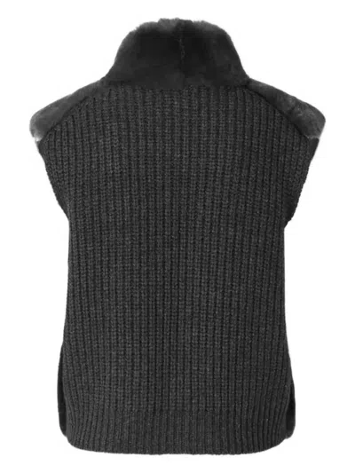 Peserico Fur Trim Wool Jacket In Gray