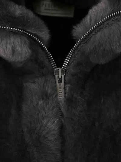 Peserico Fur Trim Wool Jacket In Gray
