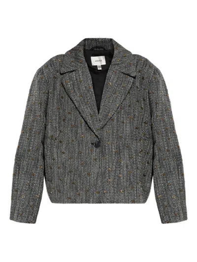 人字斜纹针织图案西装夹克