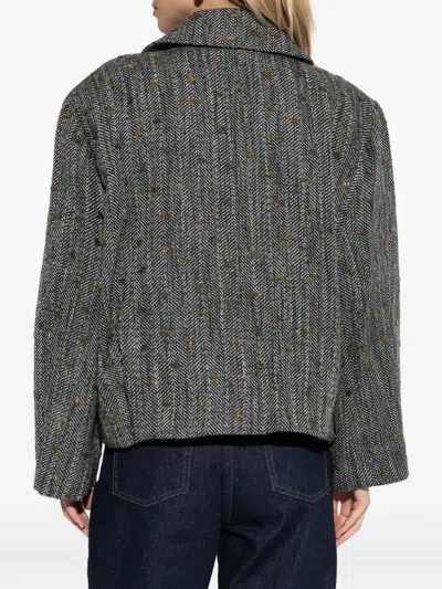 人字斜纹针织图案西装夹克