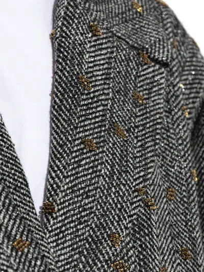 人字斜纹针织图案西装夹克