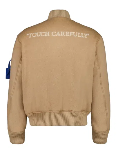 Off-white Long Sleeve Casual Jacket In Brown