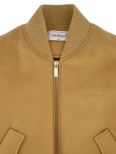 Off-white Long Sleeve Casual Jacket In Brown
