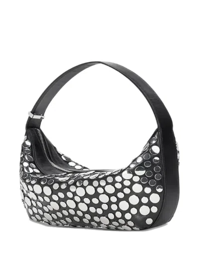 Staud Nappa Leather Shoulder Bag Rivets Design In Black