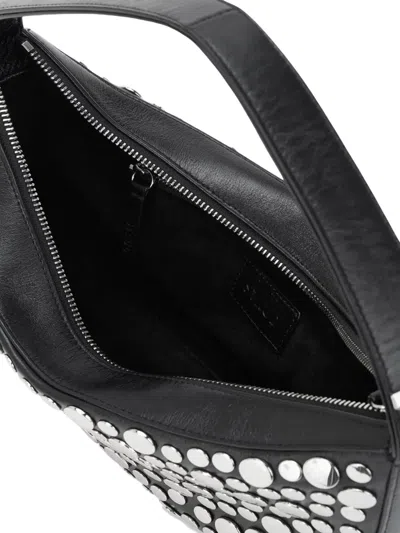 Staud Nappa Leather Shoulder Bag Rivets Design In Black