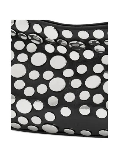 Staud Nappa Leather Shoulder Bag Rivets Design In Black