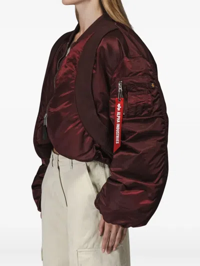 Alpha Industries Ma-1 Knit Rib Flight Jacket In Red