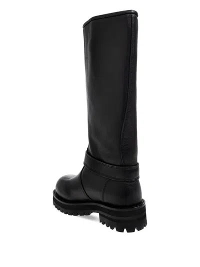 Off-white Logo-plaque Round-toe Biker Boots In Black