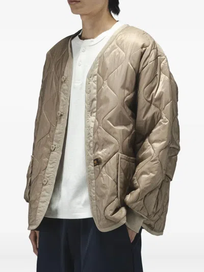Alpha Industries Als/92 Onion-quilted Jacket In Brown
