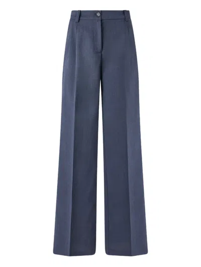 Pinko Blue Pants With Belt Loops In Wool Woman In Blue