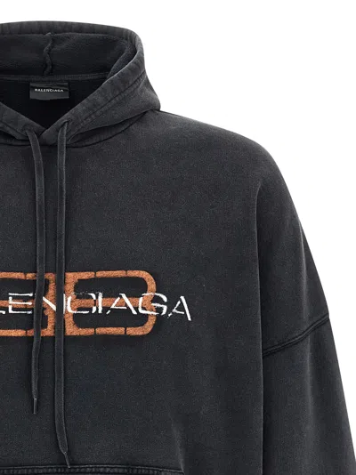 Balenciaga Hooded Sweatshirt Featuring Kangaroo Pocket In Black