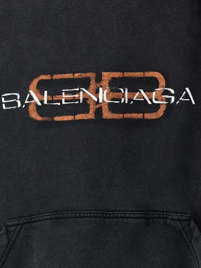 Balenciaga Hooded Sweatshirt Featuring Kangaroo Pocket In Black