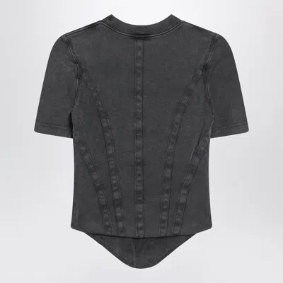 Balenciaga Washed Black Corset Style T Shirt In Gray