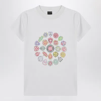 Balenciaga White T-shirt With Logo Prints In Multi