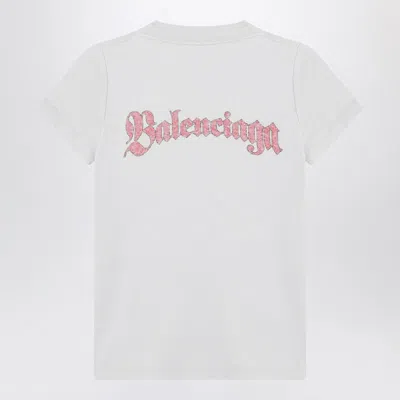Balenciaga White T-shirt With Logo Prints In Multi