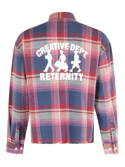 Reternity Plaid-pattern Flannel Shirt In Purple