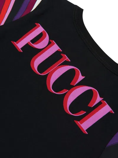 Pucci Junior Fish Logo T-shirt In Black