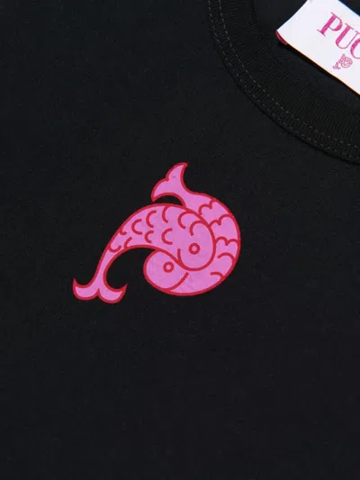 Pucci Junior Fish Logo T-shirt In Black
